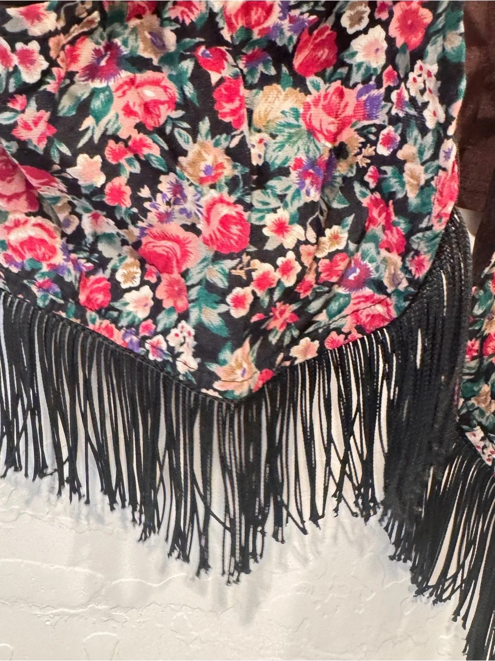 Vintage Floral Fringed Vest Girls Western Rodeo Cowgirl Maximalist Costume